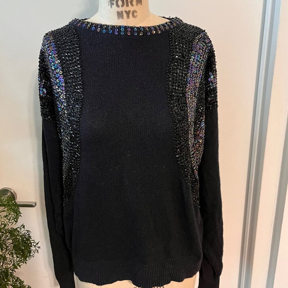 Vintage BLOOMINGDALE'S Sequined Silk and Angora Sweater‎ Size Large